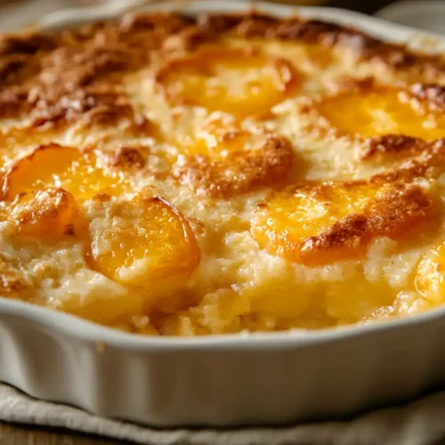 Nectarine Recipes Golden brown nectarine cobbler baked in a white ceramic dish