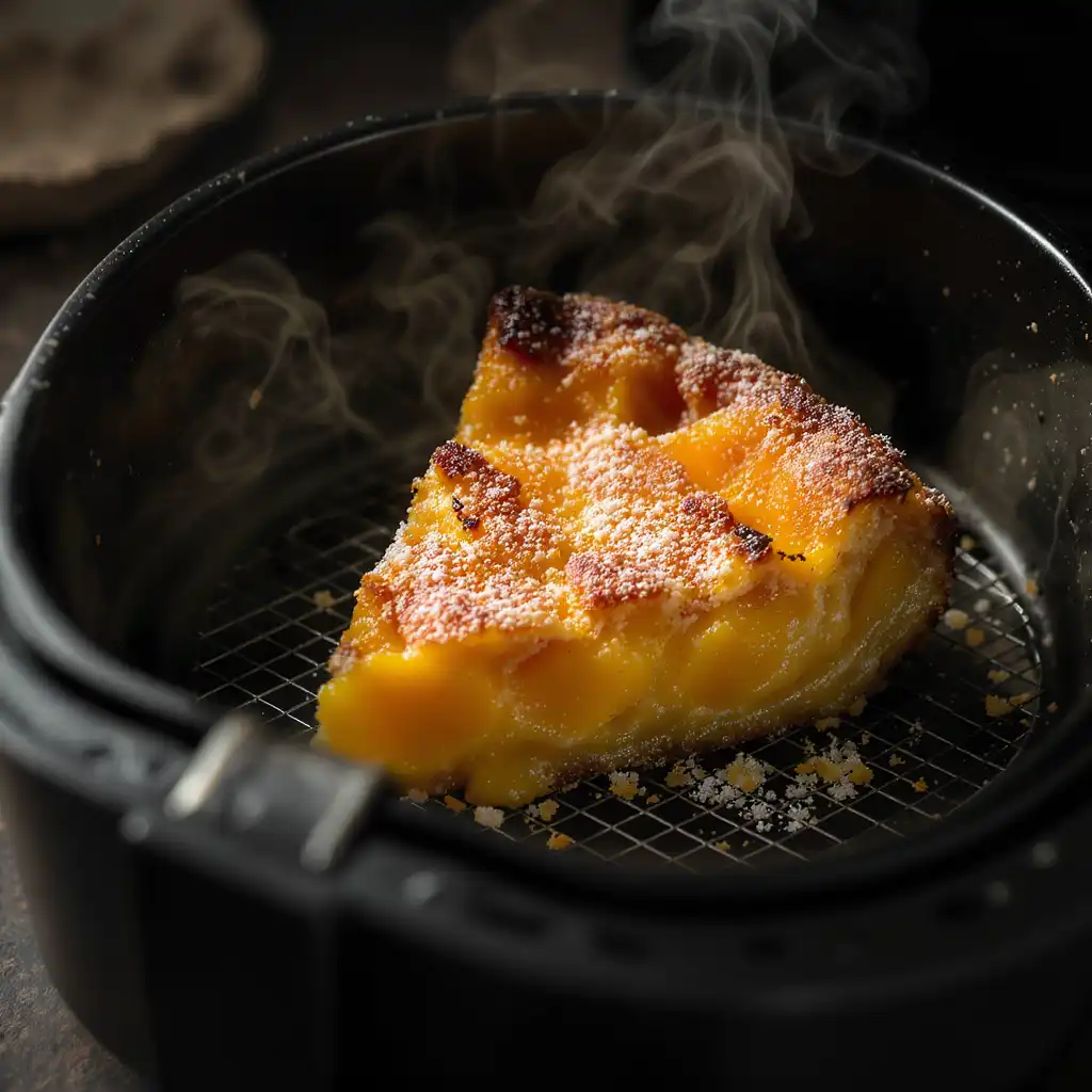Air-Fried Nectarine Cobbler with Crisp Topping Nectarine cobbler in air fryer with golden crust