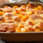 Freshly baked nectarine cobbler in a golden crust
