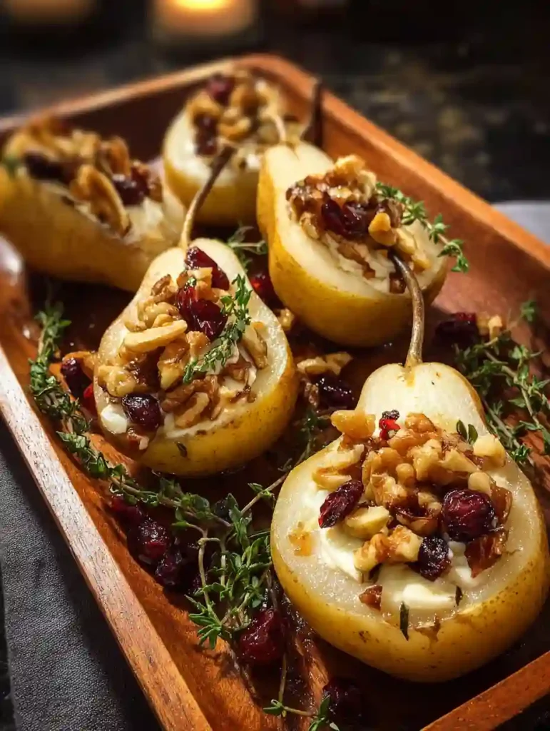 Baked Pears with Brie, Walnuts, and Cranberries