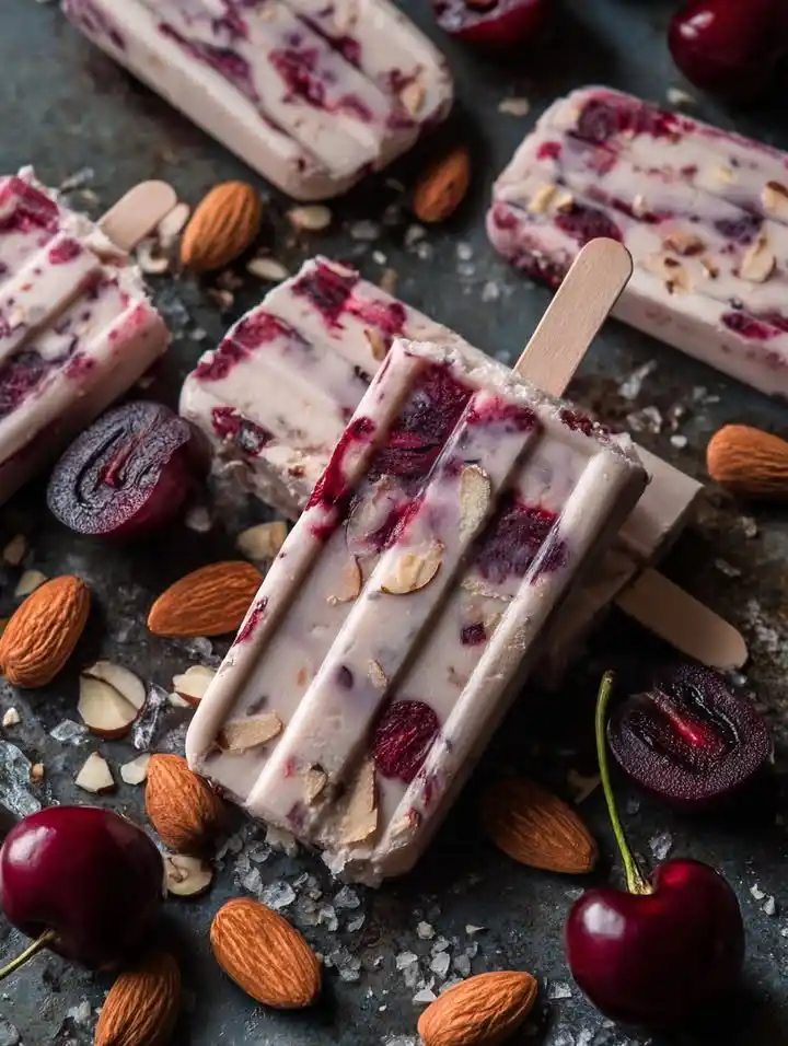 Creamy Cherry Almond Popsicles