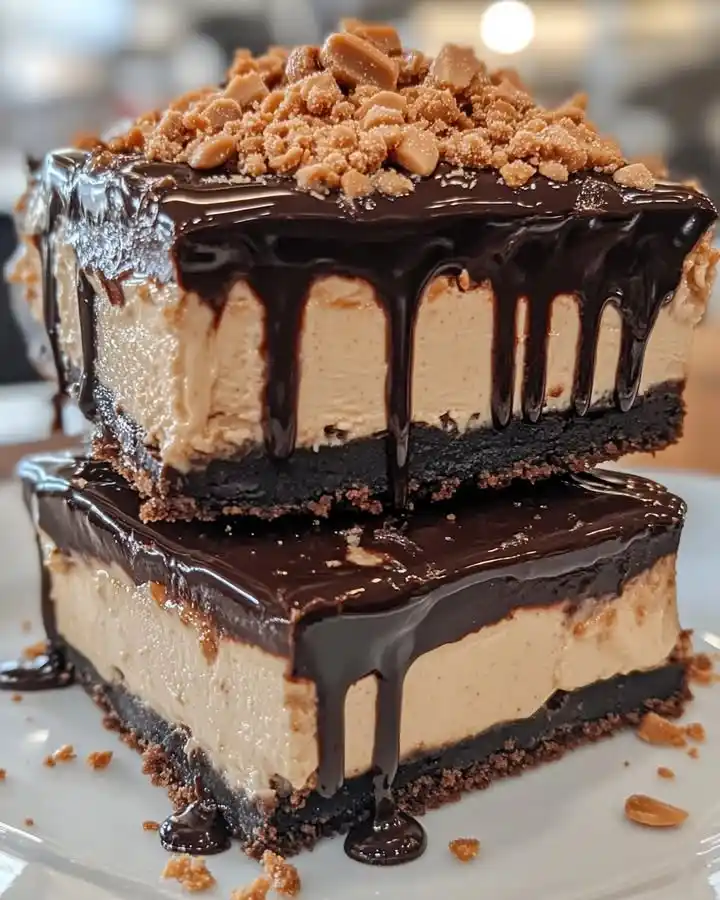 No-Bake Buckeye Cheesecake Bars