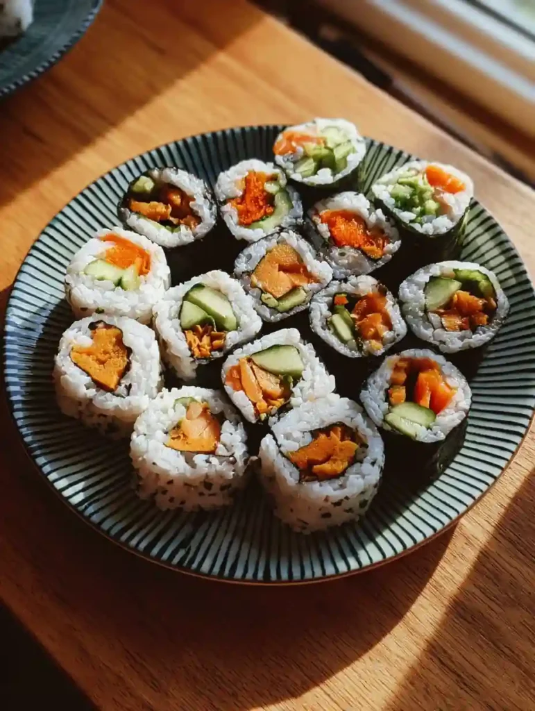 Sweet Potato Sushi Rolls with Cream Cheese, Avocado & Spicy Mayo