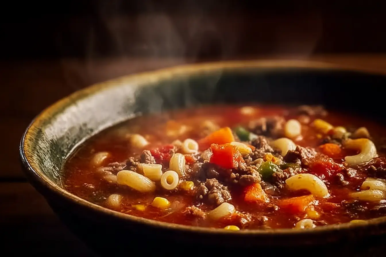 Hearty Beef & Macaroni Soup for Cozy Family Dinners