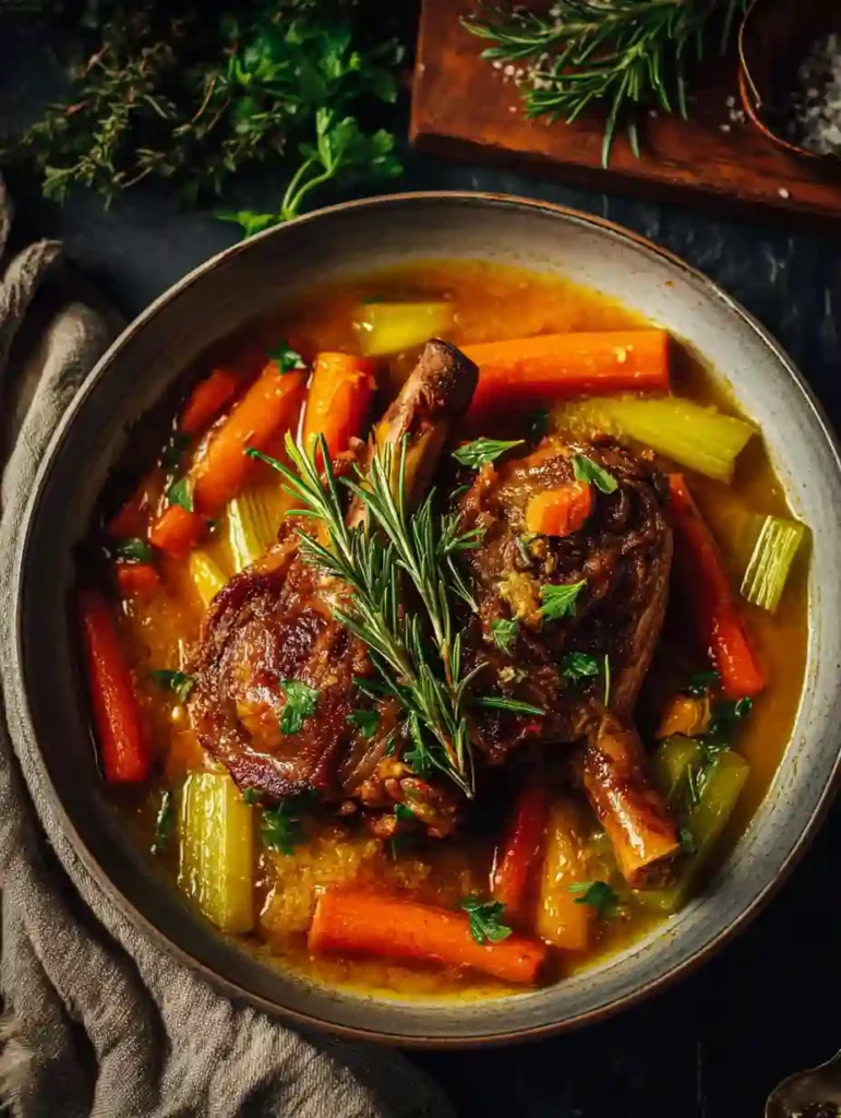 Braised Lamb Shanks with Vegetables and Herbs