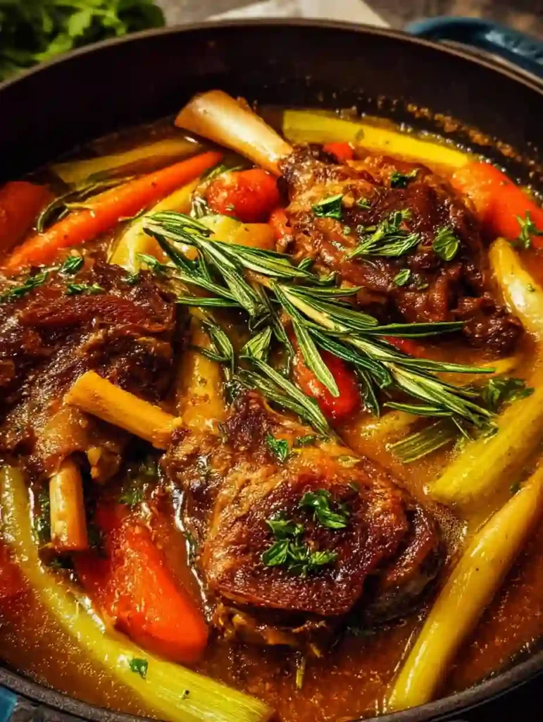 Braised Lamb Shanks with Vegetables and Herbs
