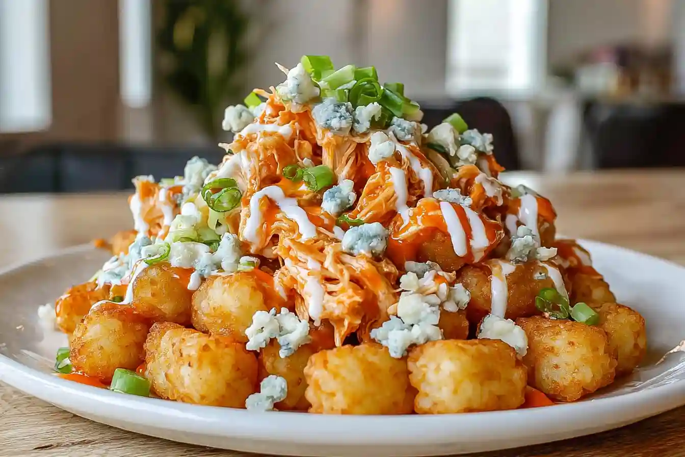 Buffalo Chicken Tater Tot Nachos (Totchos)