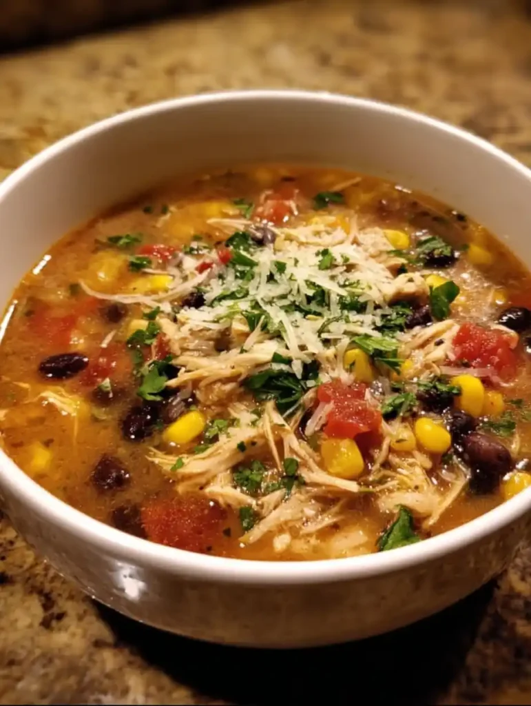 Hearty Creamy Chicken Poblano Black Bean Soup