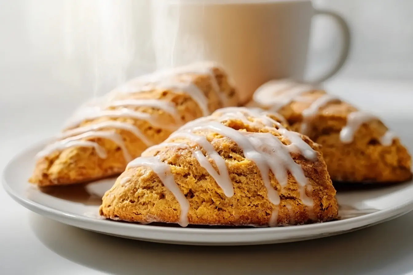 Easy Homemade Pumpkin Scones with Vanilla Glaze Perfect for Fall Mornings!