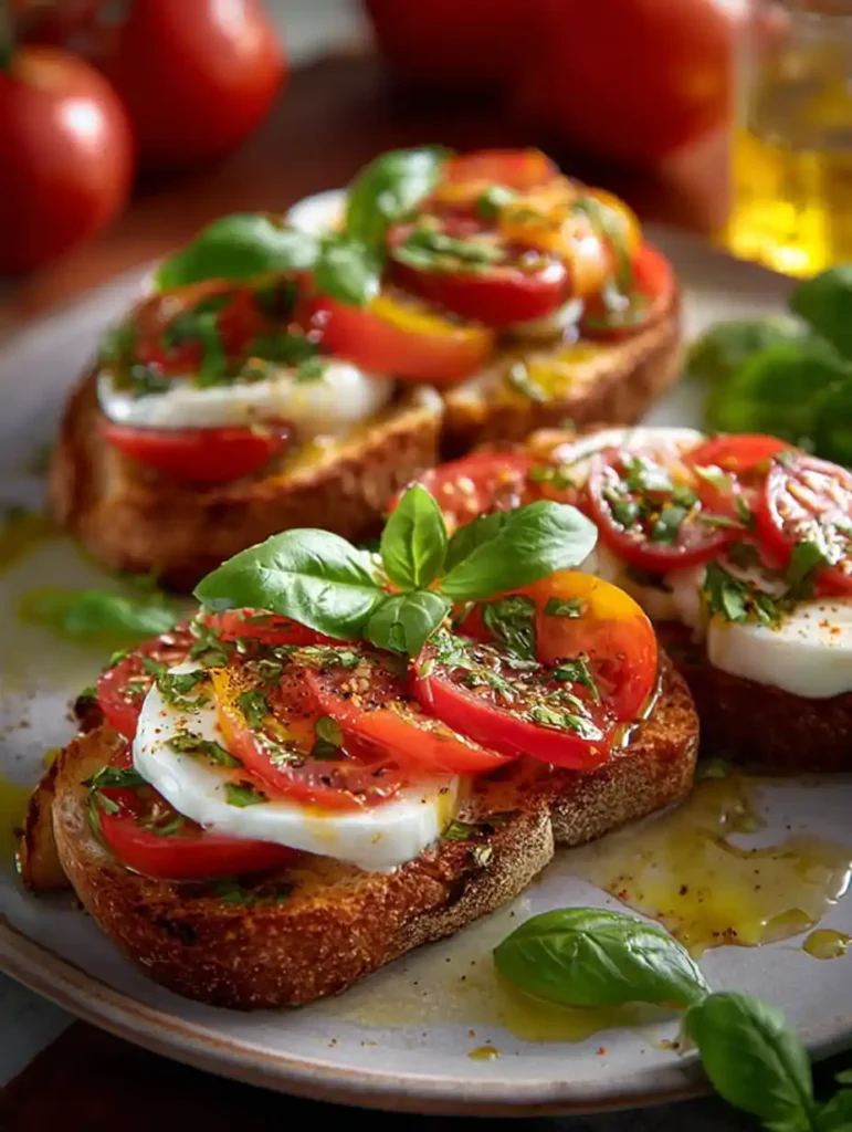 Tomato Basil Burrata Bruschetta