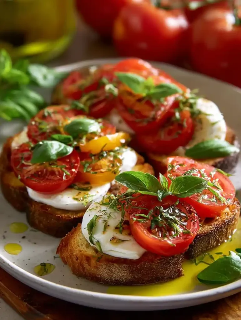 Tomato Basil Burrata Bruschetta