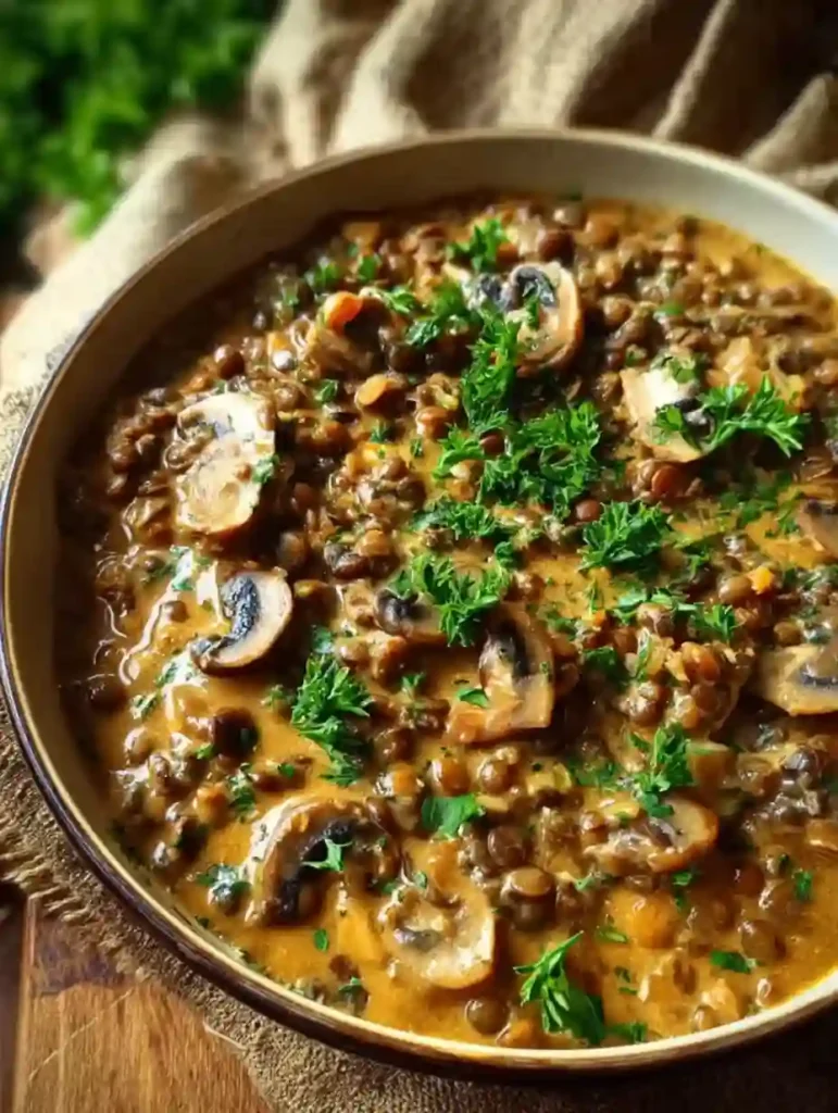 Lentil Mushroom Stroganoff