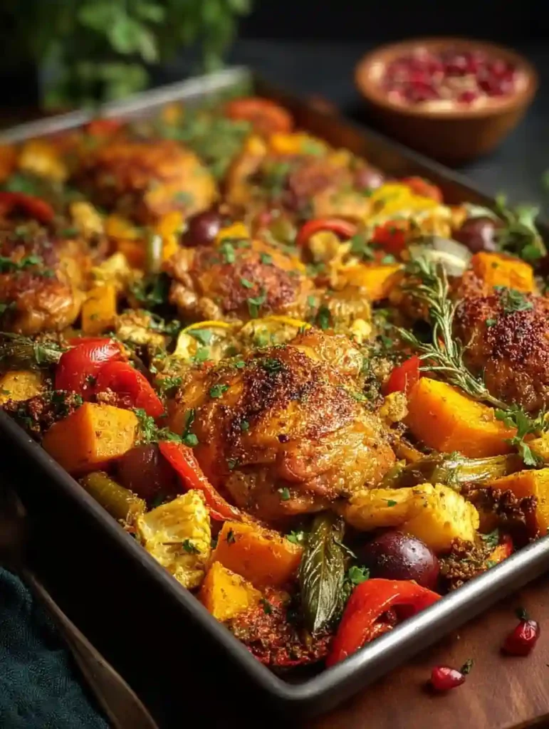 Savor This Easy Moroccan Chicken Thigh Sheet Pan Dinner Tonight