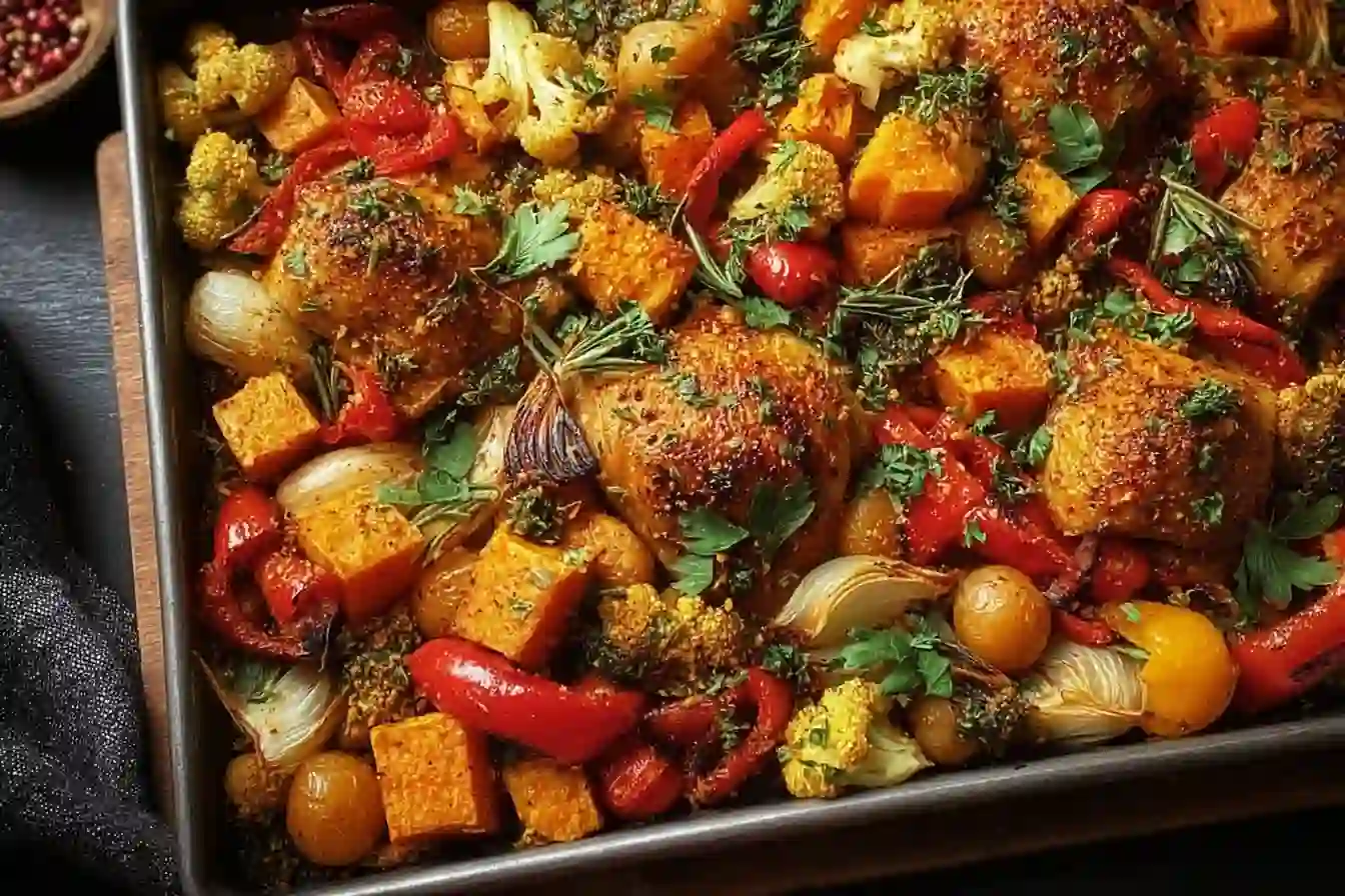 Savor This Easy Moroccan Chicken Thigh Sheet Pan Dinner Tonight