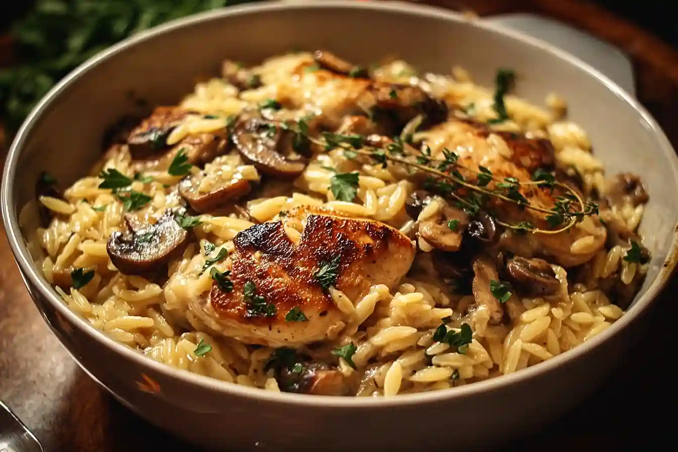 One Pot Chicken and Mushroom Orzo: A Creamy, Comforting Dinner Made Easy