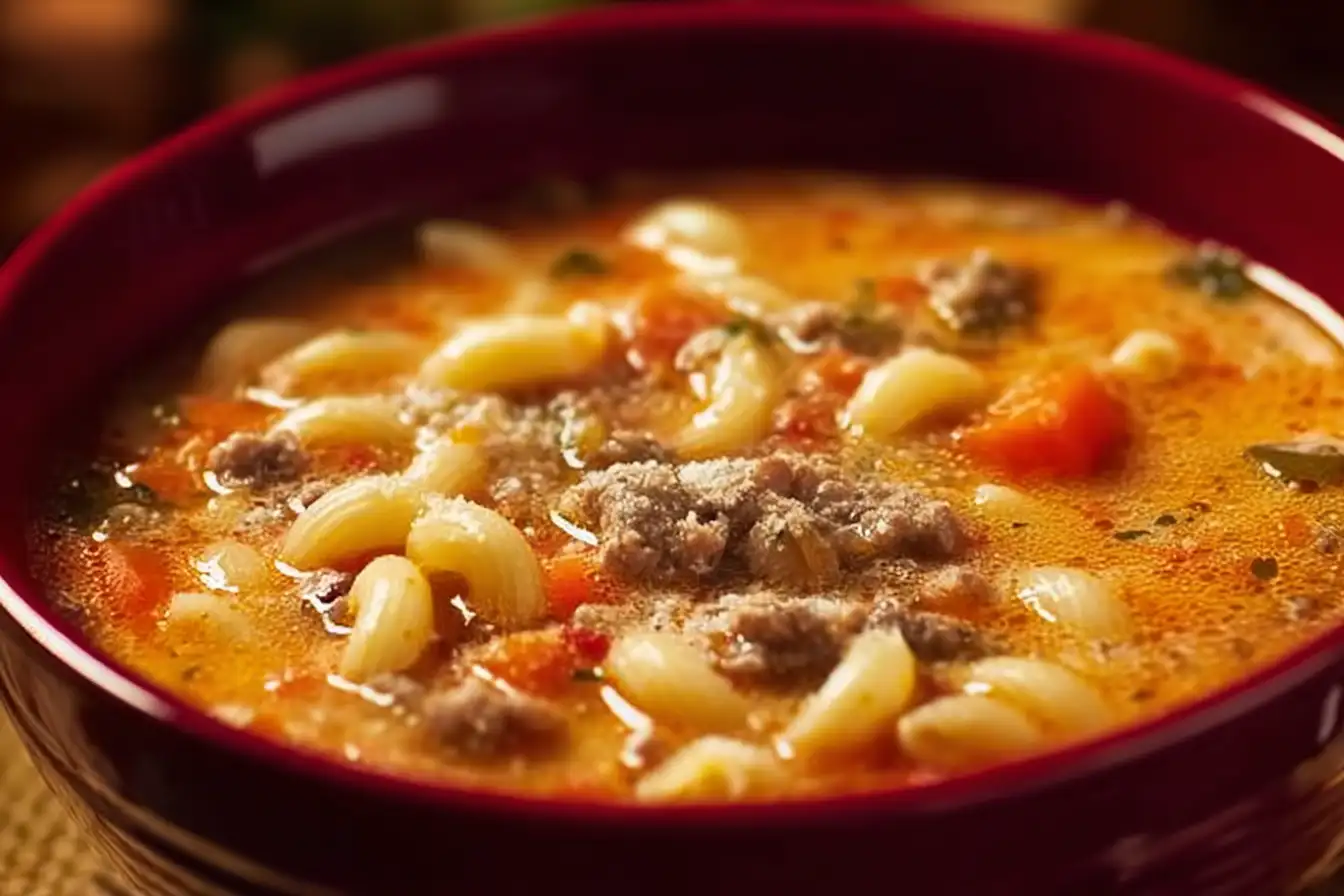 Comforting One-Pot Macaroni Cheeseburger Soup Recipe You Will Love