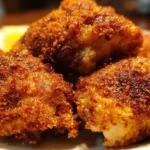 Crispy baked chicken thighs served with fresh herbs and side dishes