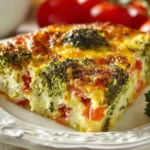 Crustless vegetable quiche loaded with fresh veggies and baked to perfection