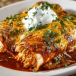 Delicious easy slow cooker chicken enchiladas ready to serve.