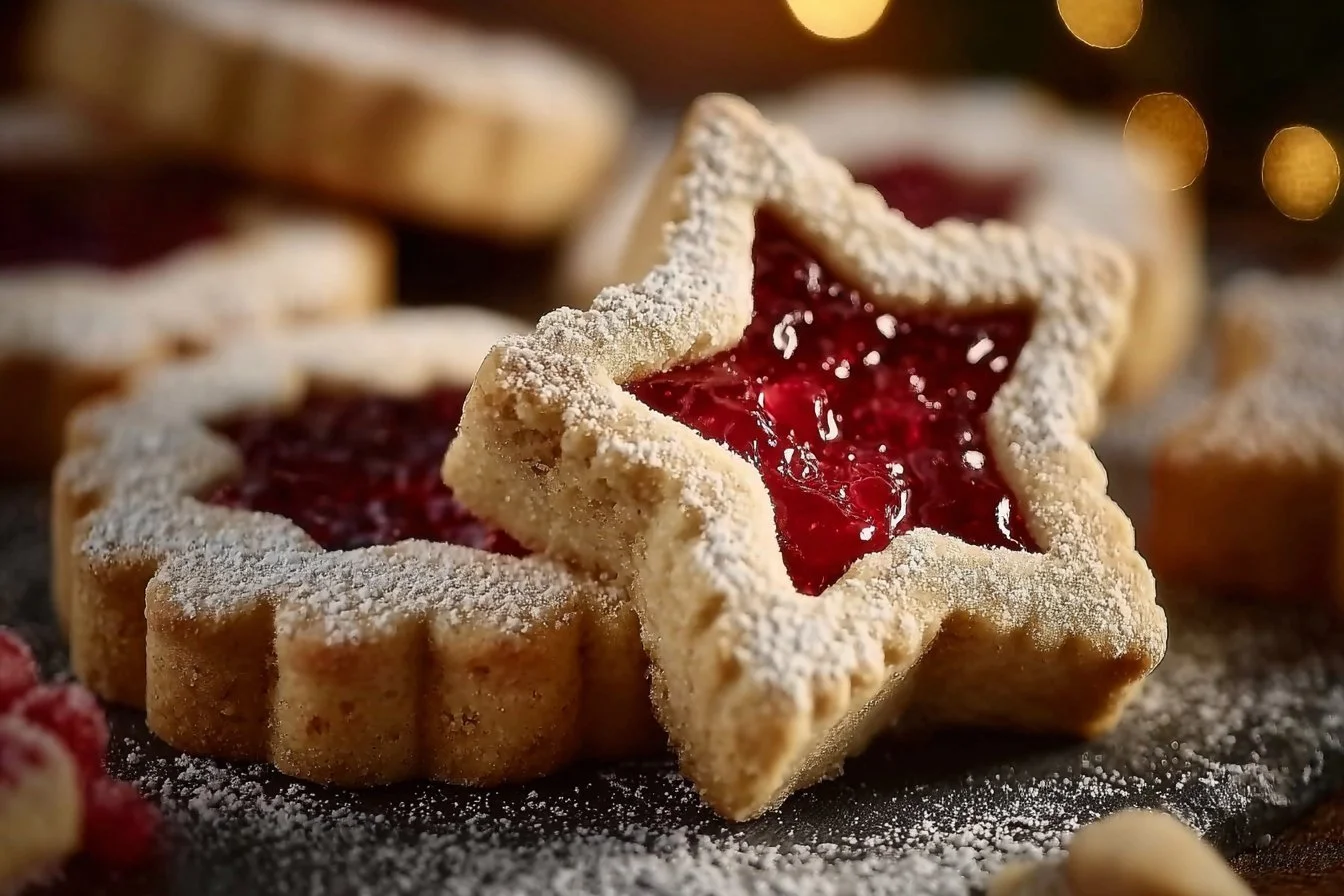 Shortbread Linzer Cookies with Raspberry Jam