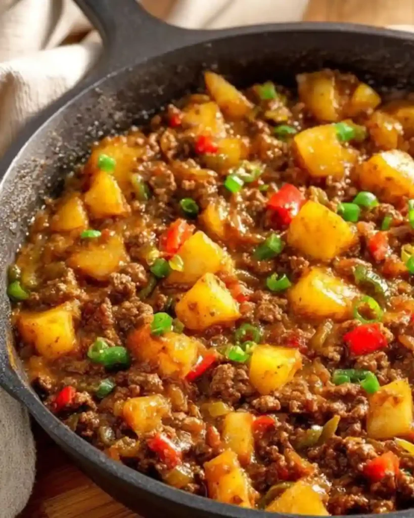 Cheesy Hamburger Hash Easy Skillet Comfort