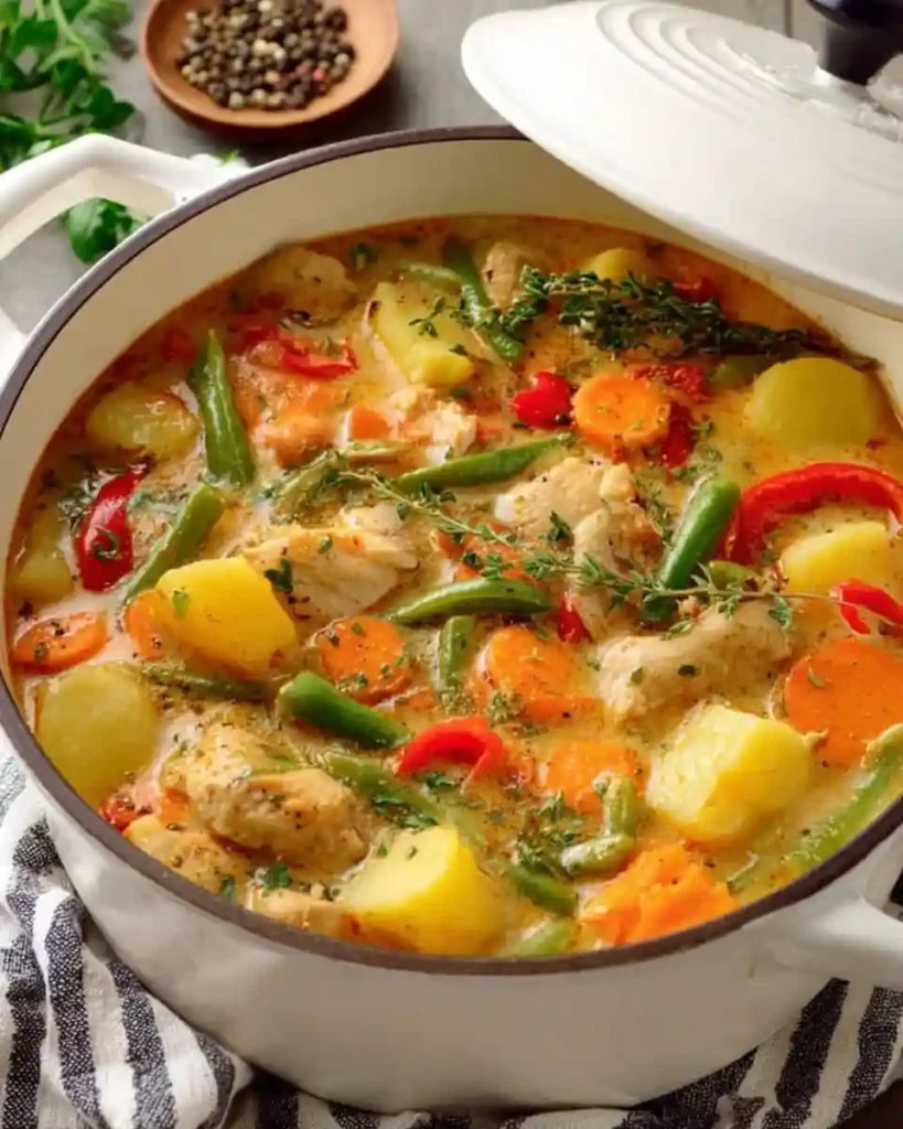 Colorful stew with chicken and vegetables