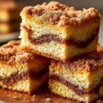 Delicious Almond Cinnamon Streusel Coffee Cake served with coffee