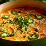 Bowl of flavorful Chicken Enchilada Soup garnished with toppings