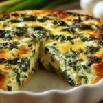 Cottage Cheese and Spinach Crustless Quiche served on a plate