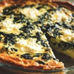 Delicious crustless spinach quiche served on a plate