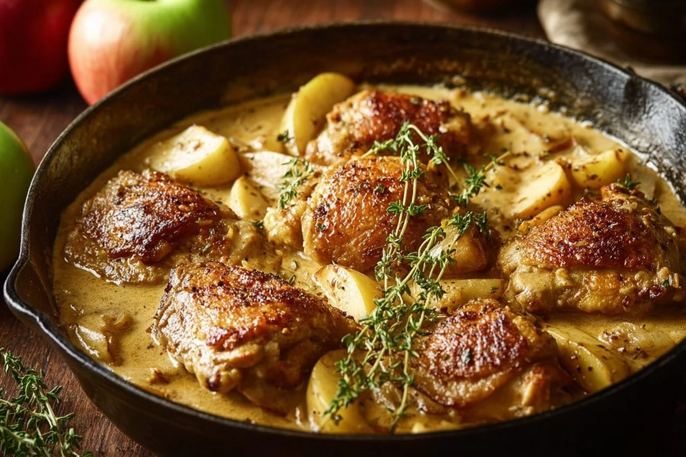 French Chicken Casserole with Sausage and Apples