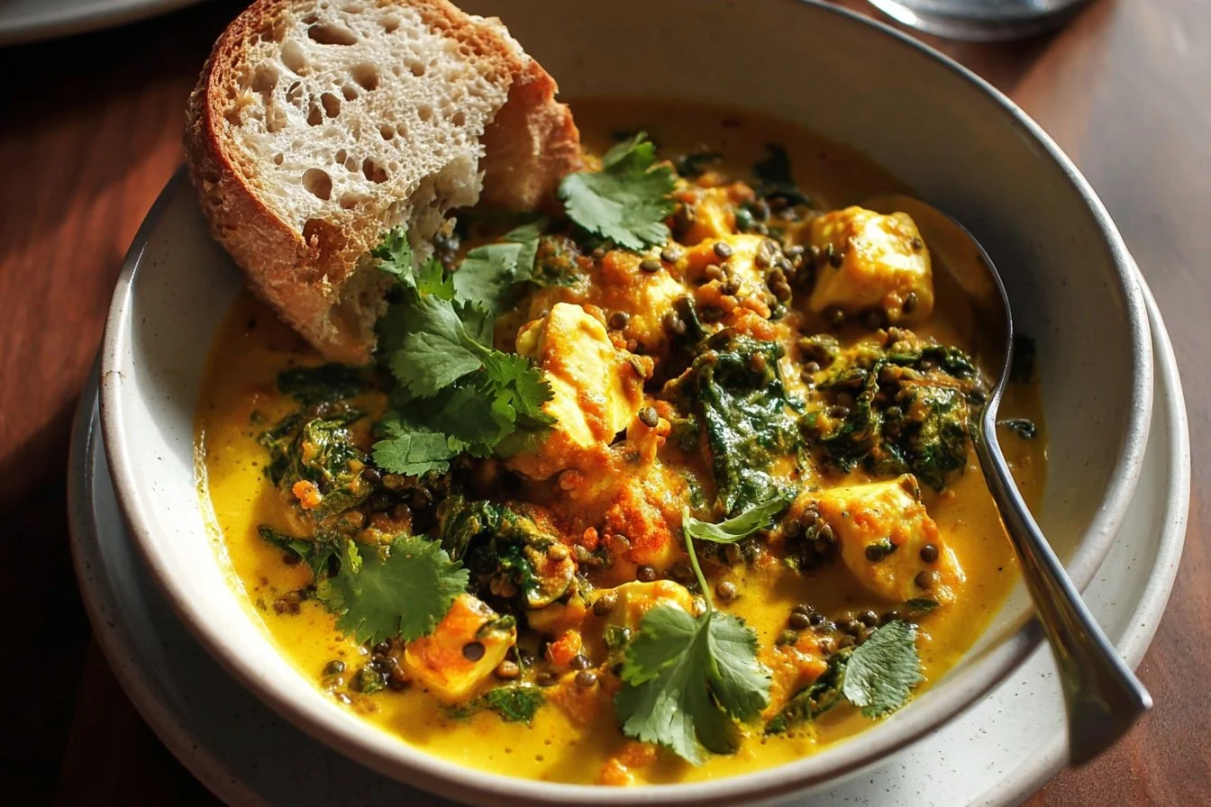 Ginger Sweet Potato and Coconut Milk Stew with Lentils and Kale