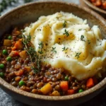 Bowl of delicious Lentil Vegetable Stew with various vegetables and lentils