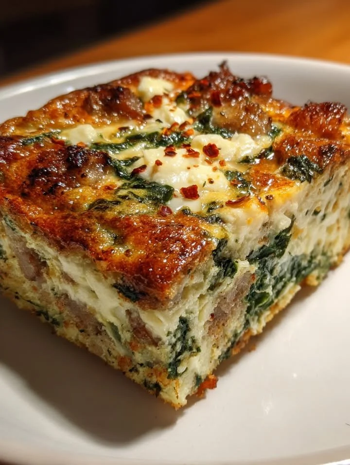 Savory Sausage & Spinach Protein Bake