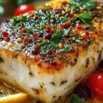 Delicious Baked Mahi Mahi fillet served with lemon and herbs