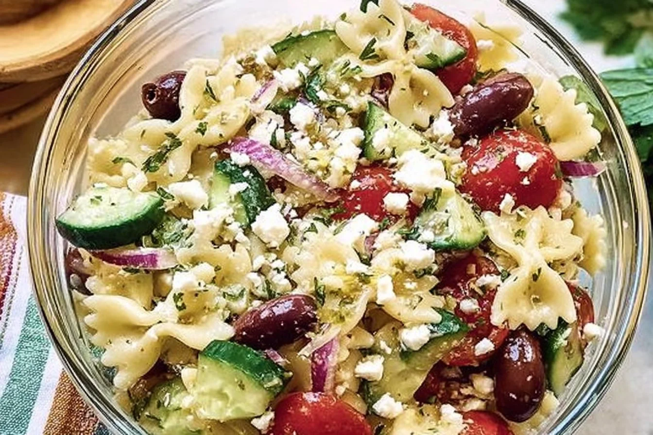 BEST Greek Pasta Salad with Feta Cheese – EASY Greek Pasta Salad