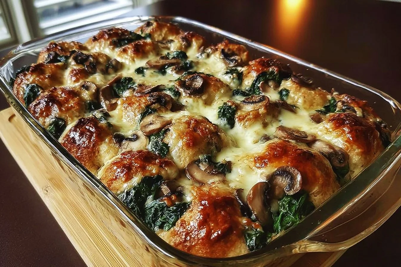 Chicken Spinach and Mushroom Low Carb Oven Dish