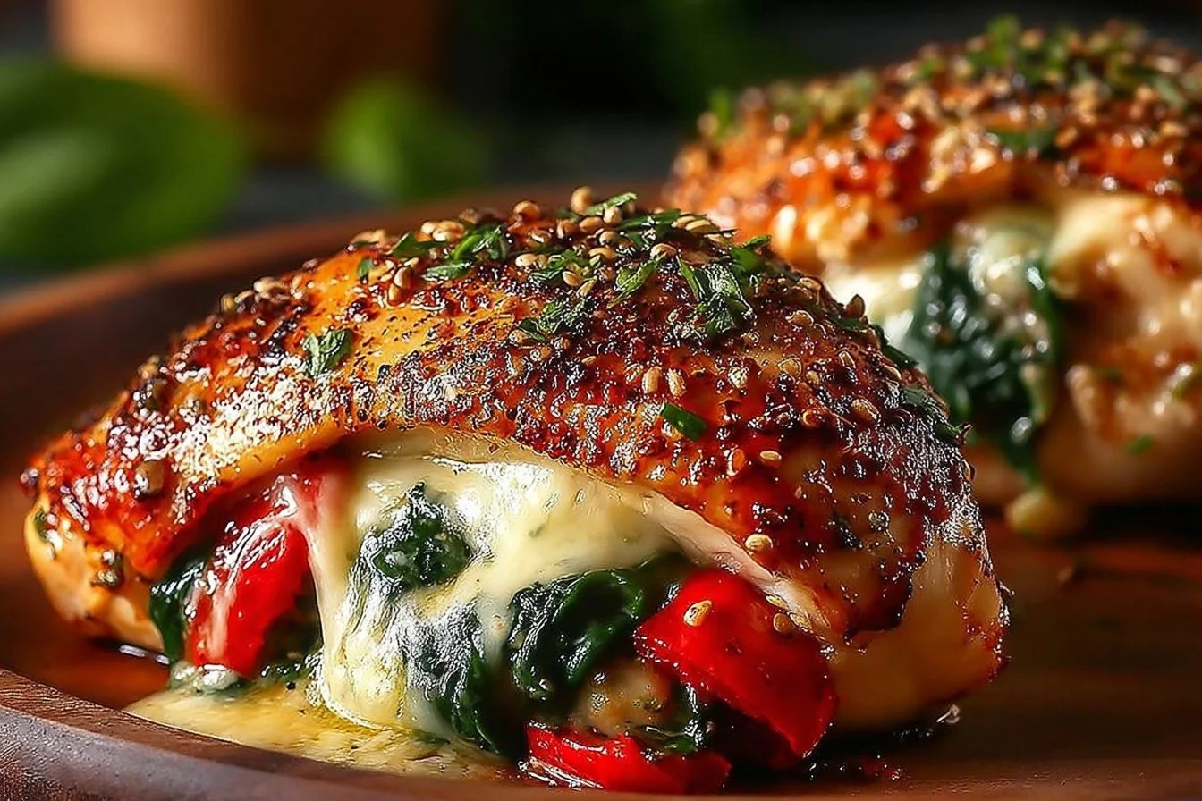 Chicken Stuffed with Roasted Red Pepper and Spinach