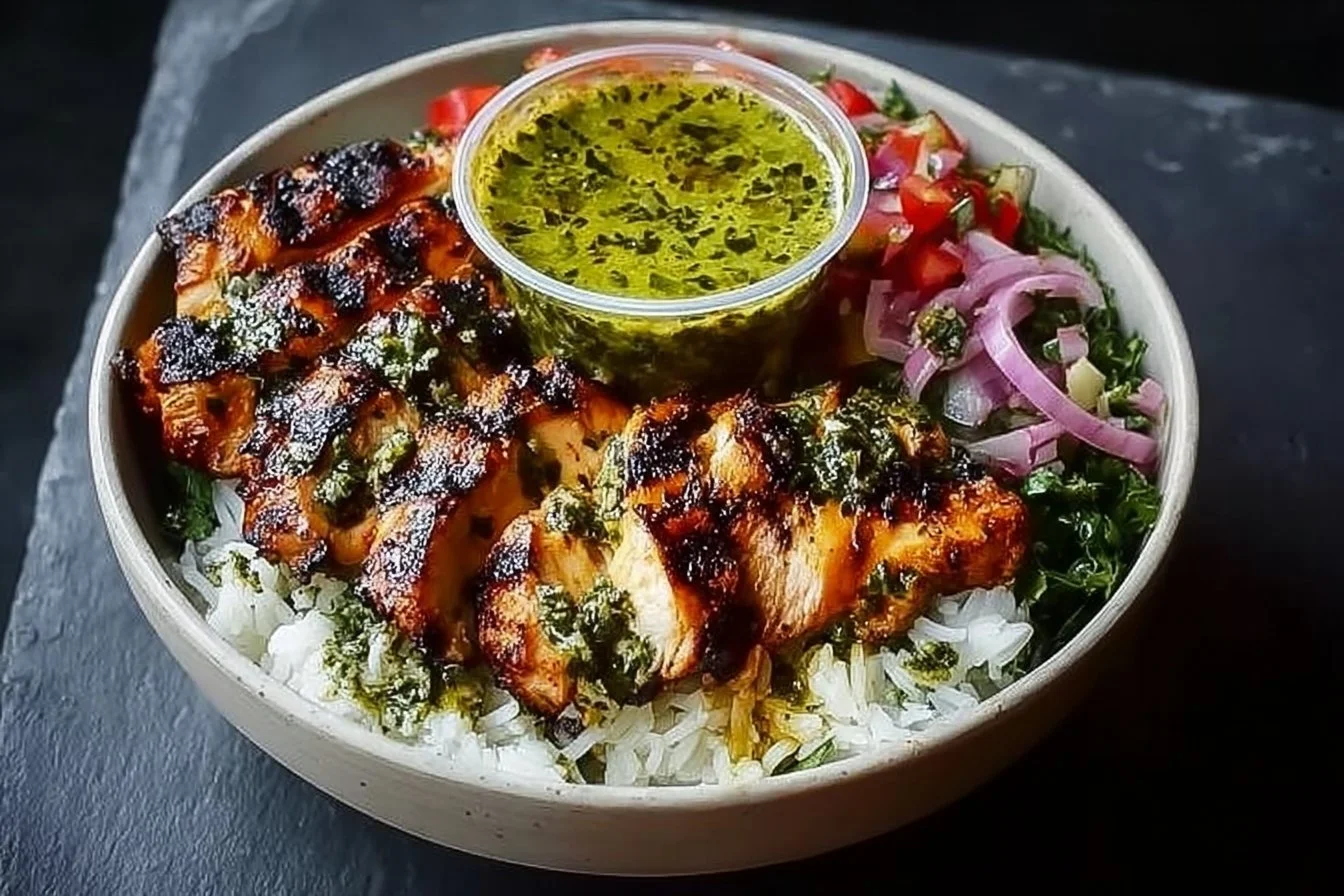 Chimichurri Grilled Chicken Bowl with Garlic Sauce
