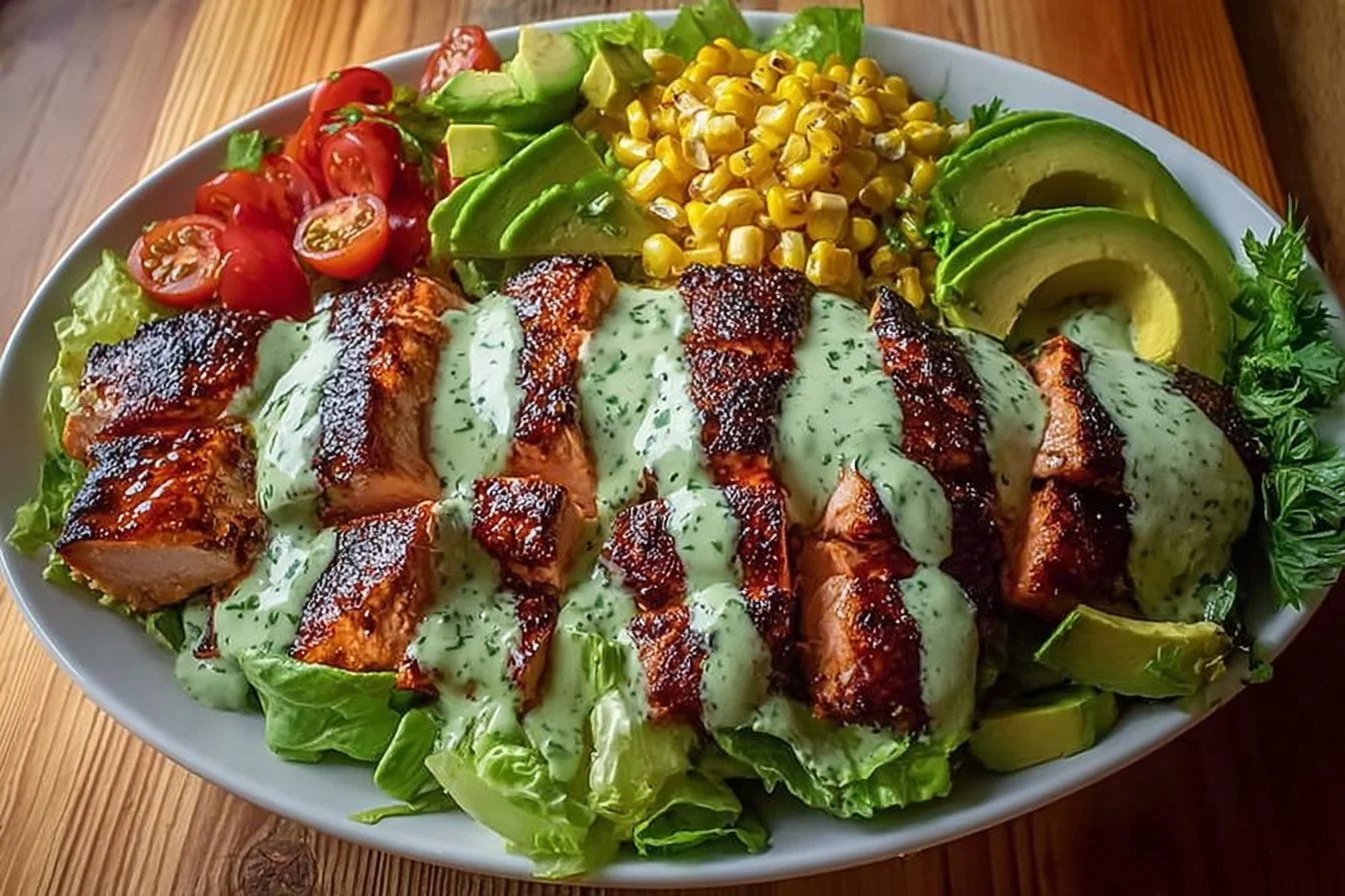 Grilled Chicken Salad with Avocado & Herb Dressing
