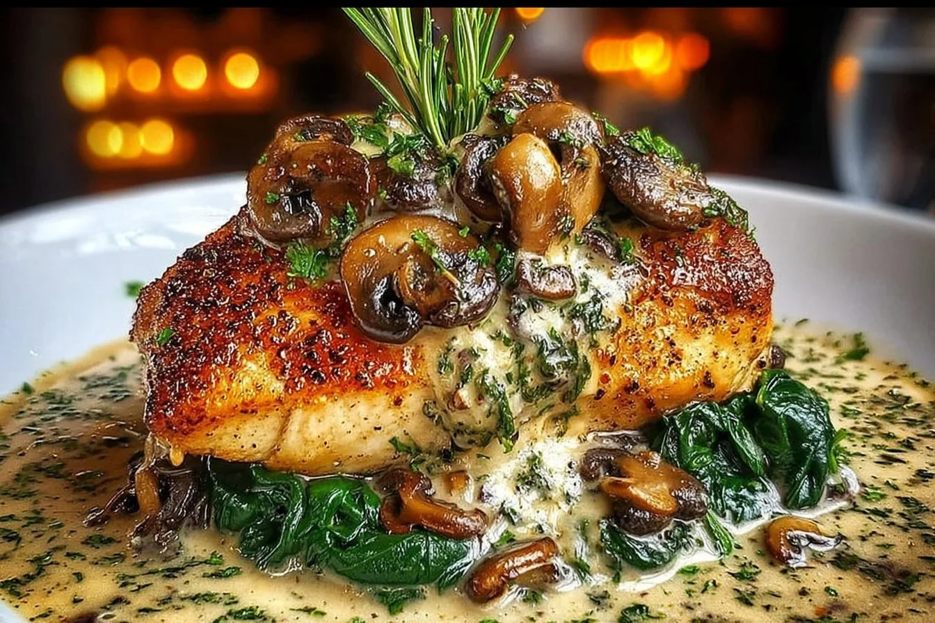 Low-Carb Chicken Spinach & Mushroom Bake