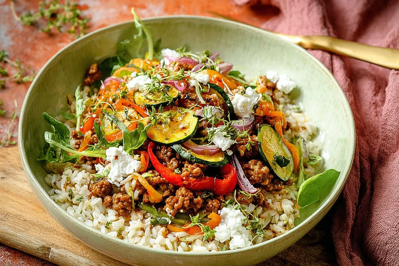 Mediterranean Beef and Veggie Skillet
