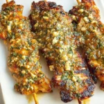 Ranch Garlic Parmesan Chicken Skewers ready to grill, showcasing rich flavors and tenderness.