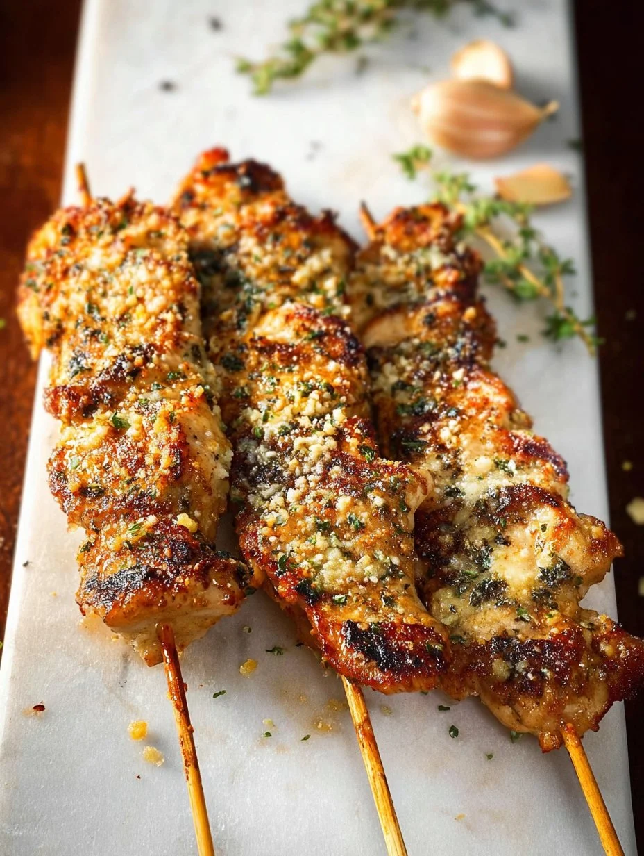Ranch Garlic Parmesan Chicken Skewers