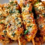 Ranch Garlic Parmesan Chicken Skewers on a grill, showcasing a tasty dish.