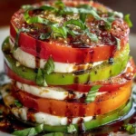 Roasted Tomato Caprese Towers - a gourmet twist on the classic salad