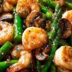 Shrimp Asparagus Stir-Fry featuring fresh shrimp and vibrant asparagus in a savory sauce.