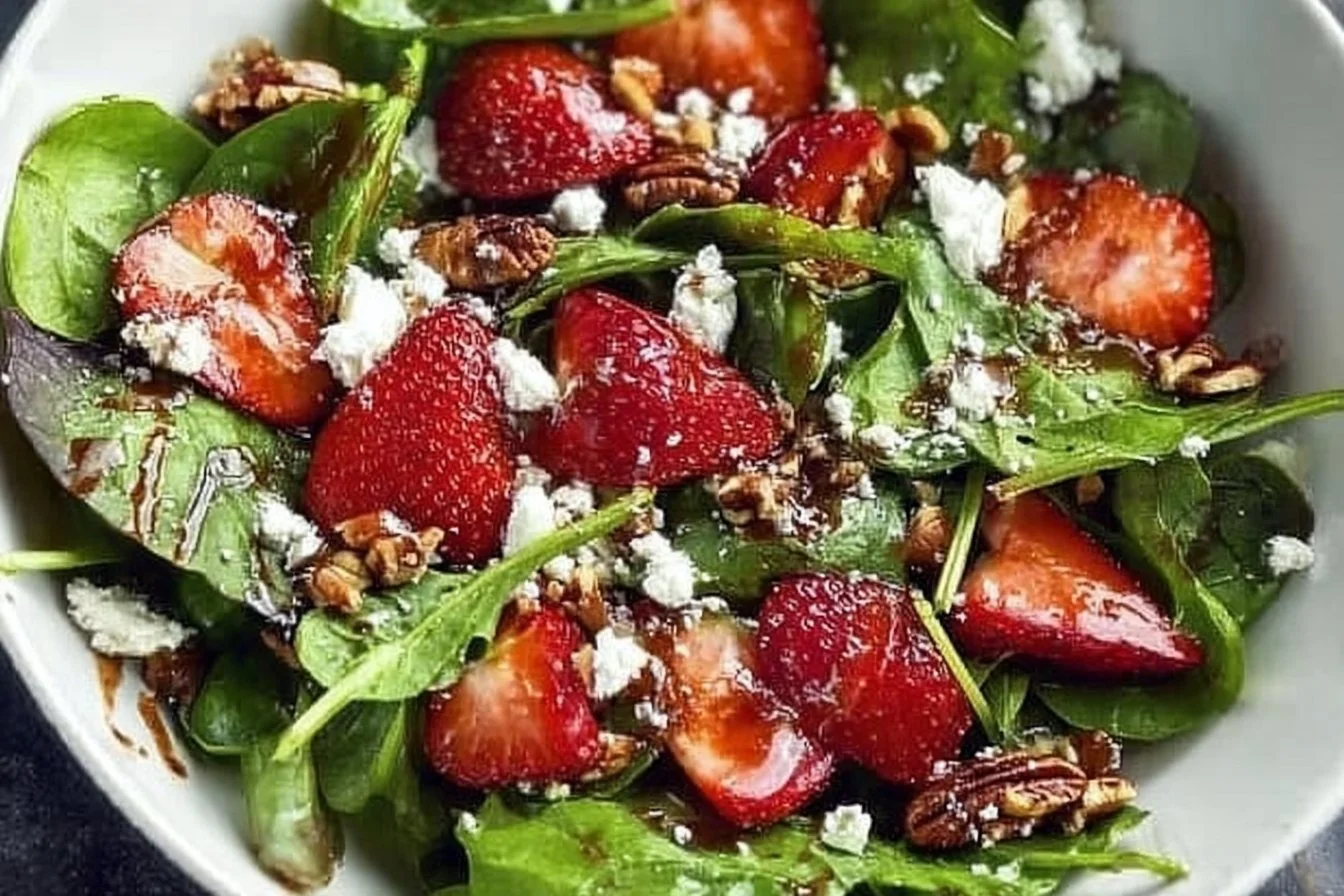 Strawberry Spinach Salad with Homemade Balsamic Vinaigrette