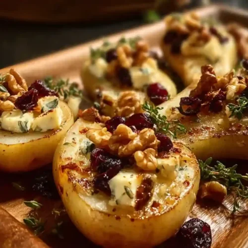 Baked Pears With Brie Walnuts And Cranberries