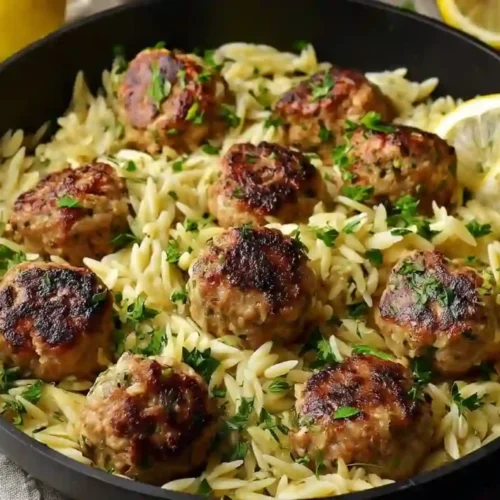 Easy Greek Chicken Meatballs With Lemon Orzo